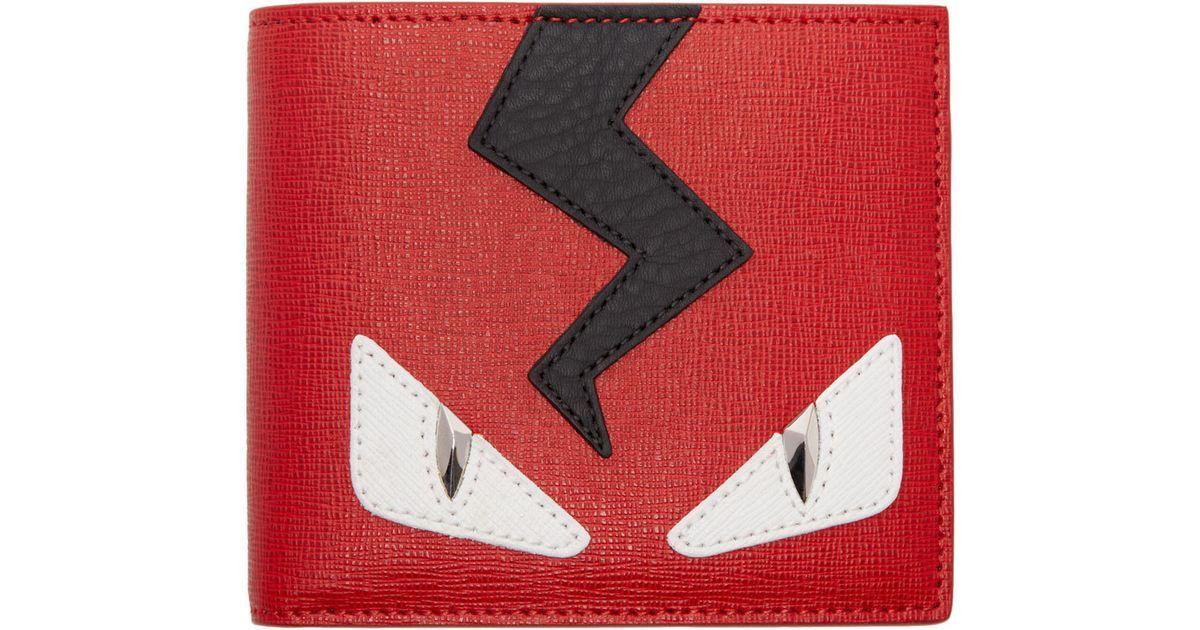 Red and Black Monster Logo - Fendi Red And Black Monster Eyes Bifold Wallet in Red for Men