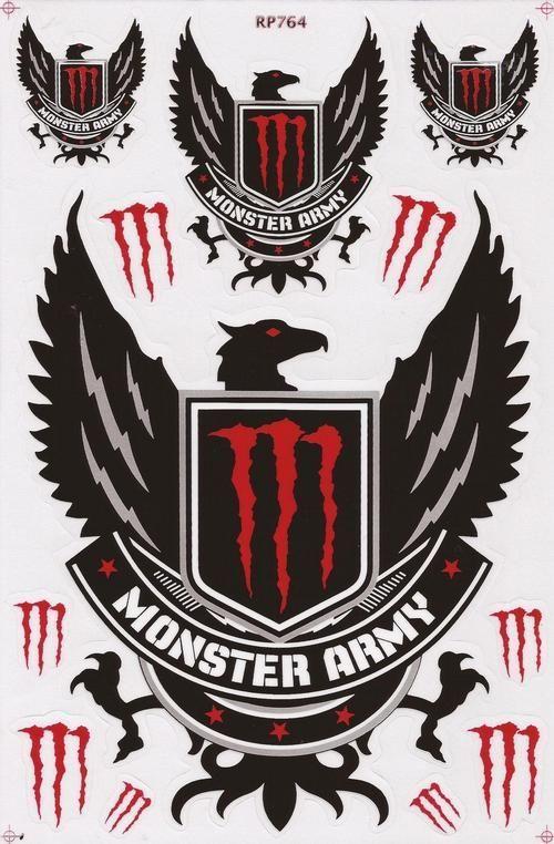 Red and Black Monster Logo - Other - Vinyl Stickers - Monster Army ( Red / Black ) Sheet with 12 ...