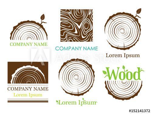 Cross Tree Logo - Set a cross section of the trunk with tree rings. Vector. Logo. Tree