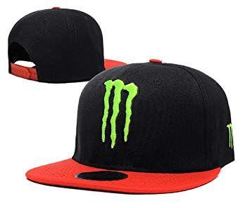 Red and Black Monster Logo - Monster Energy Black with Red Brim Cool Summer Snapback: Amazon