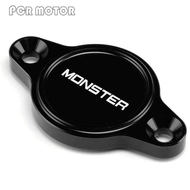 Red and Black Monster Logo - Black Red Motorcycle CNC Engine Oil Filter Cover Cap With LOGO