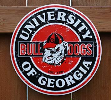 Circular Sports Logo - Amazon.com : Georgia Bulldogs 12 Inch Embossed Metal Nostalgia
