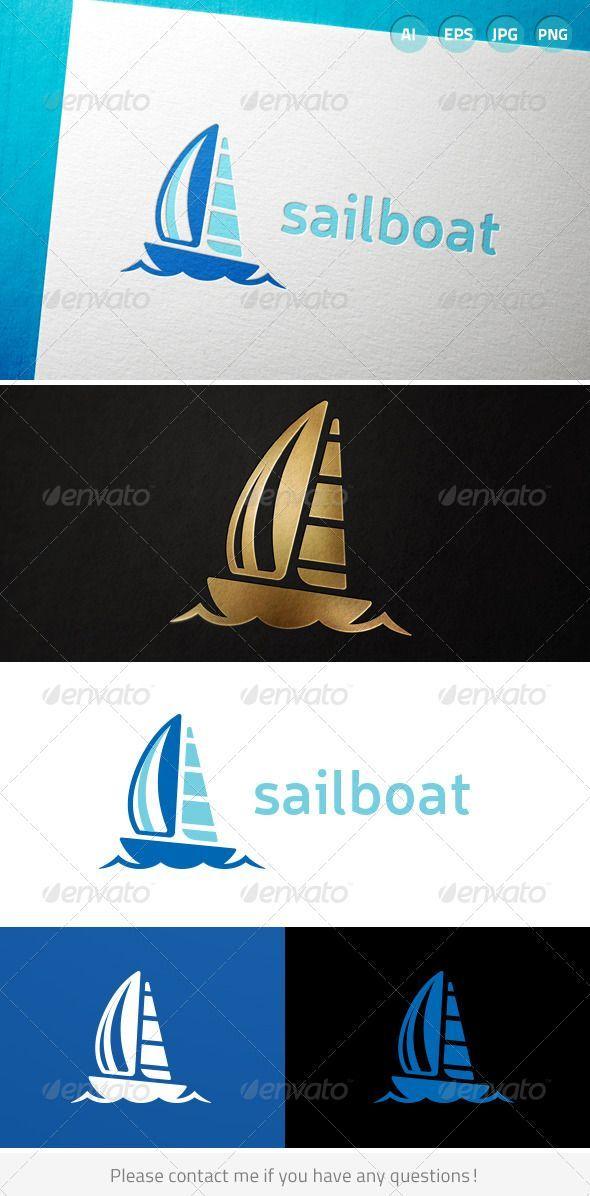 Black Sailboat Logo - Sailboat Sailing Ocean Water Logo. Fonts Logos Icons. Water Logo