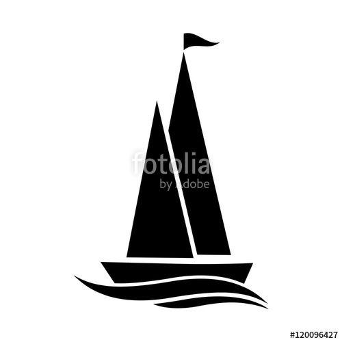Black Sailboat Logo - Black sailboat vector icon on white background