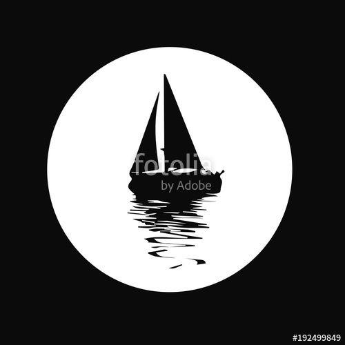 Black Sailboat Logo - Vector. Graphical black representation of silhouette a sailboat