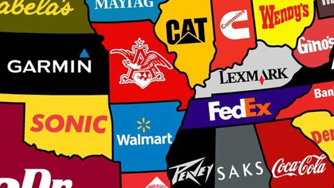 Most Famous Brand Logo - A Map of the U.S. That Shows Each State's Most Famous Brand