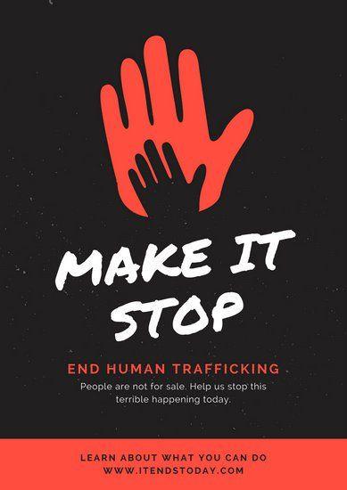 With Red Quotation Logo - Red Black Hand Quote Human Trafficking Poster - Templates by Canva