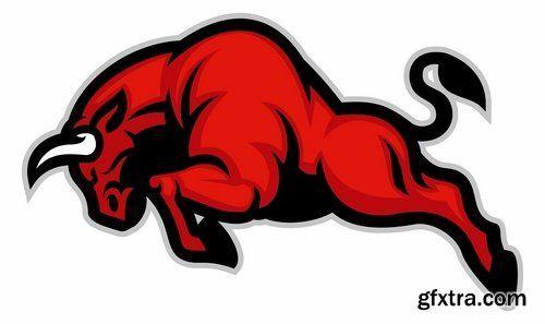 Cow Sports Logo - Collection of bull cow logo cartoon vector image 25 EPS. Mascot