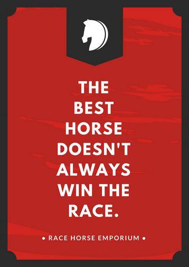 Red Quote Logo - Red and Black Horse Quote Poster