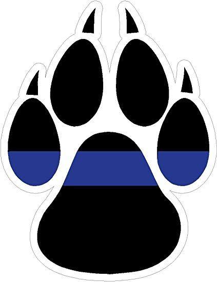 Blue Dog Paw Logo - Thin Blue Line Paw Print 4x5 Inches Police Law