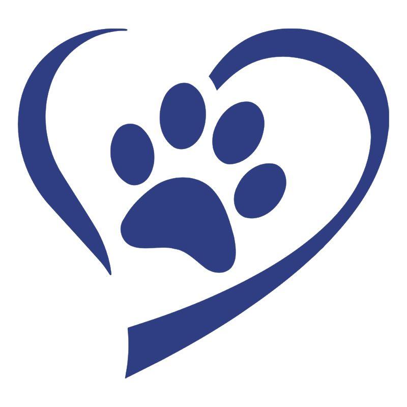 Blue Dog Paw Logo - Abstract Heart And Paw Vinyl Decal - Top Pet Gifts