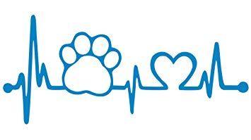 Blue Dog Paw Logo - Pet Paw Heartbeat Lifeline Dog Decal Sticker Light Blue