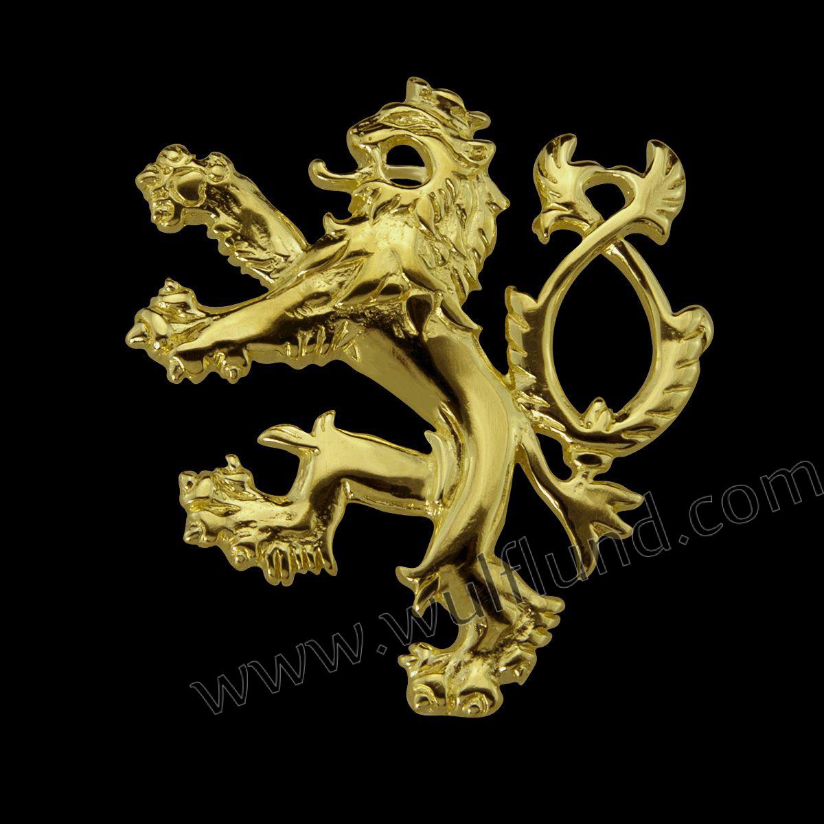 Brass Lion Logo - Golden DOUBLE-TAILED LION, symbol of Bohemia, 14K gold, 13.4 g ...
