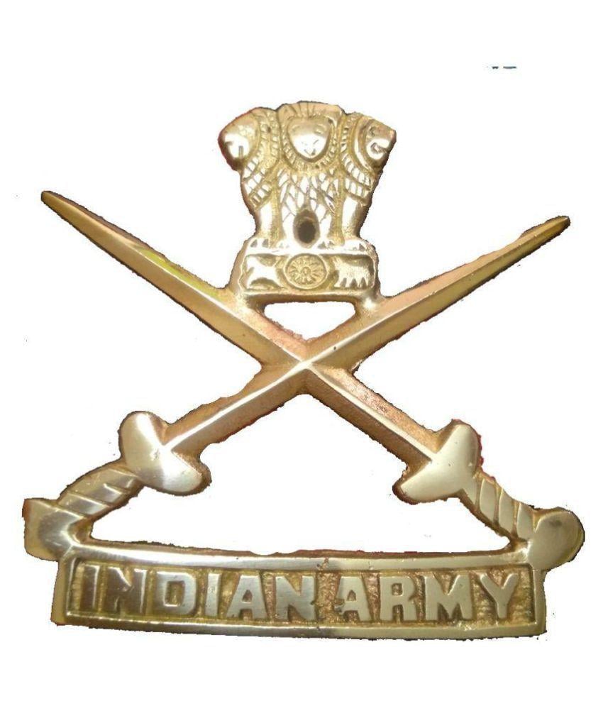 Brass Lion Logo - Capeshoppers Golden Indian army bike logo ashok Lion On Brass Sword ...