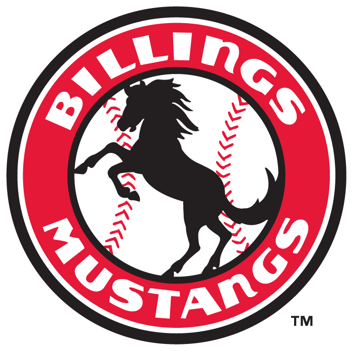A Inside the Red Circle Logo - Billings Mustangs Primary Logo (2006) - Black horse on a baseball ...