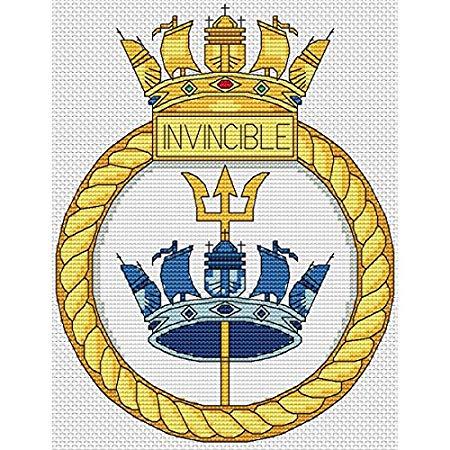 Ship & Yellow Crown Logo - HMS Invincible Ship Crest Cross Stitch Kit by Elite Designs: Amazon ...