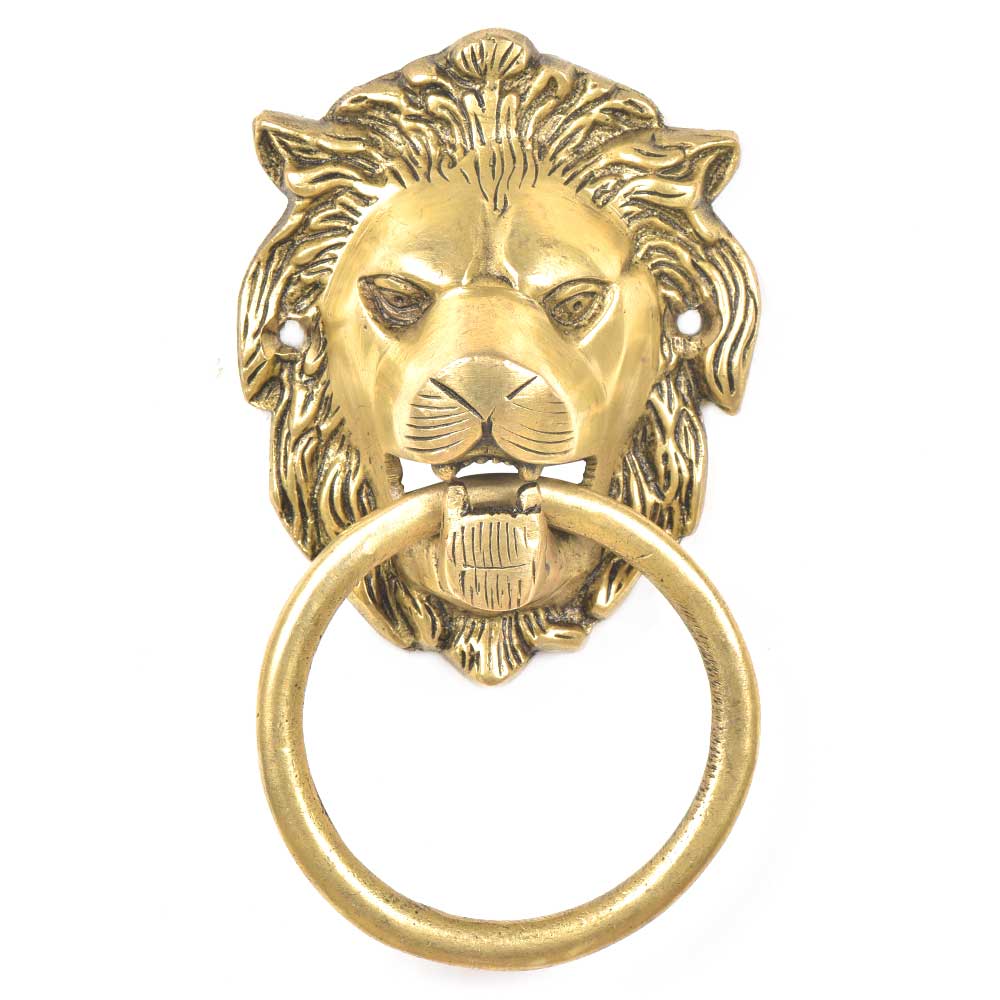 Brass Lion Logo - Handmade Brass Lion Head Door Knocker Ring