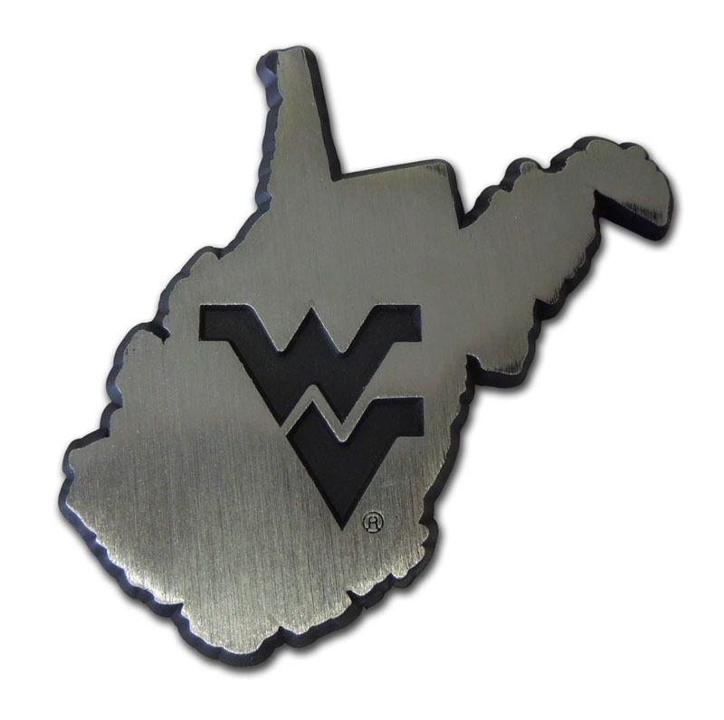 WV Car Logo - West Virginia University State Shaped Matte Chrome Car Emblem - I ...