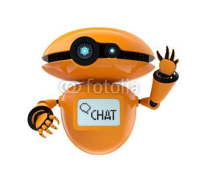 Orange and White Robot Logo - Orange robot isolated on white background. 3D rendering image with ...