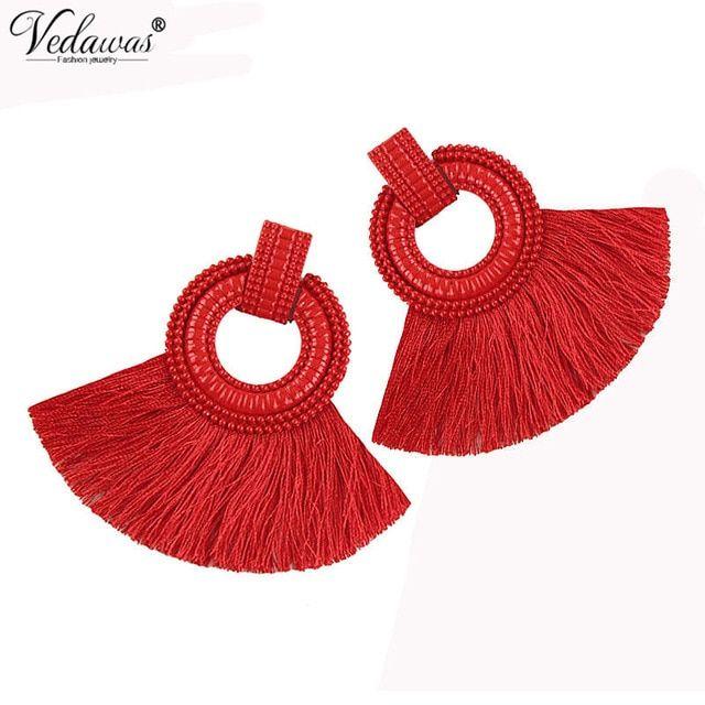 Fringed Red Circle Brand Logo - Vedawas Fashion Women Tassel Earrings 2018 Brincos Boho Statement ...