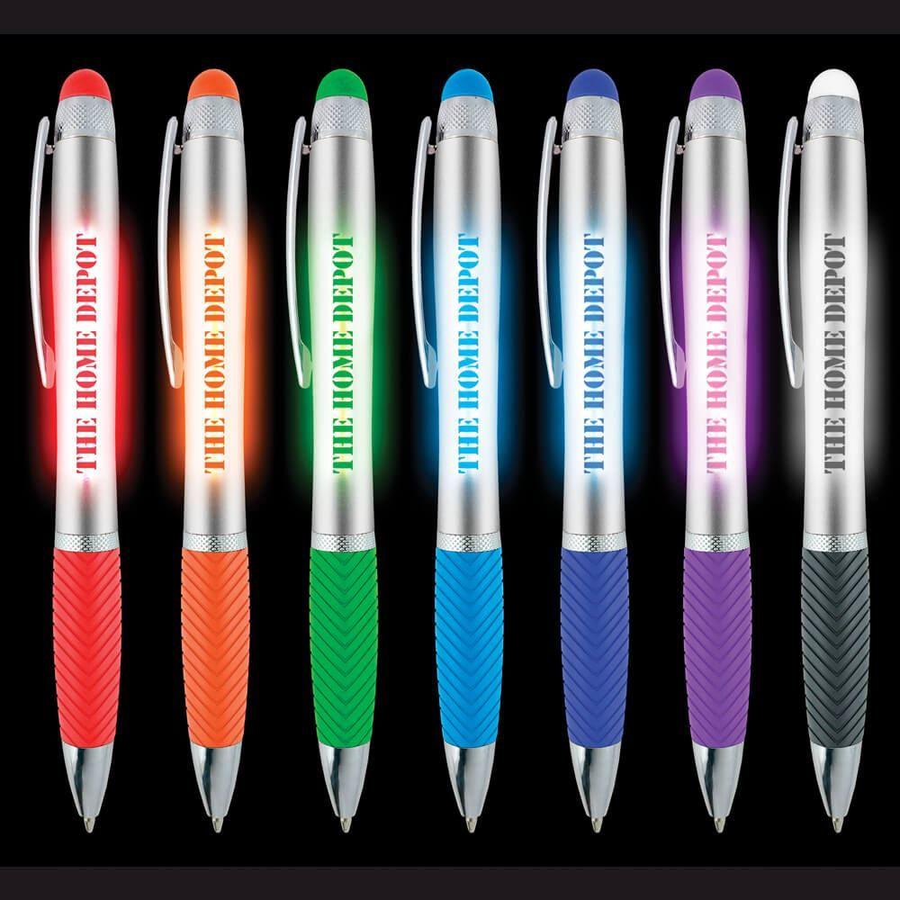 Twist Pen Logo - Colorific Logo Light-Up Stylus Twist Pen-Silver - Personalization ...