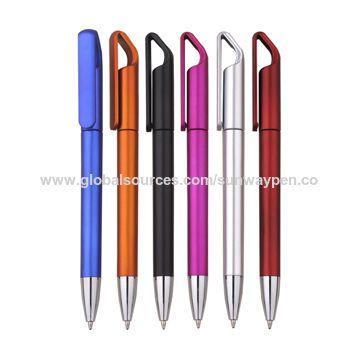 Twist Pen Logo - China Simple Plastic Twist Pen with Metallic Coating, Big Clip