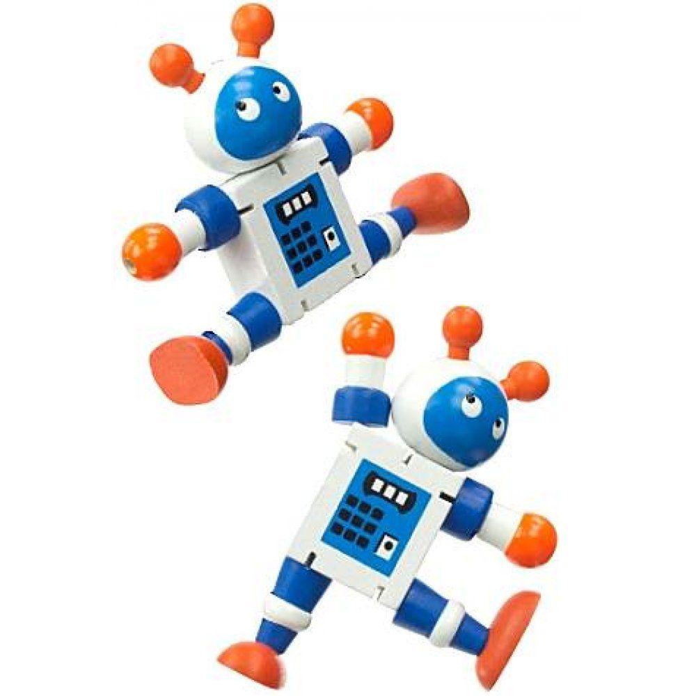 Orange and White Robot Logo - Nikko White Robot Wood Posable : Wooden Robot : Wood Posable Mini