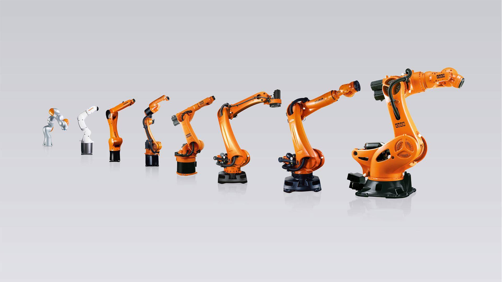 Orange and White Robot Logo - industrial intelligence 4.0_beyond automation | KUKA AG