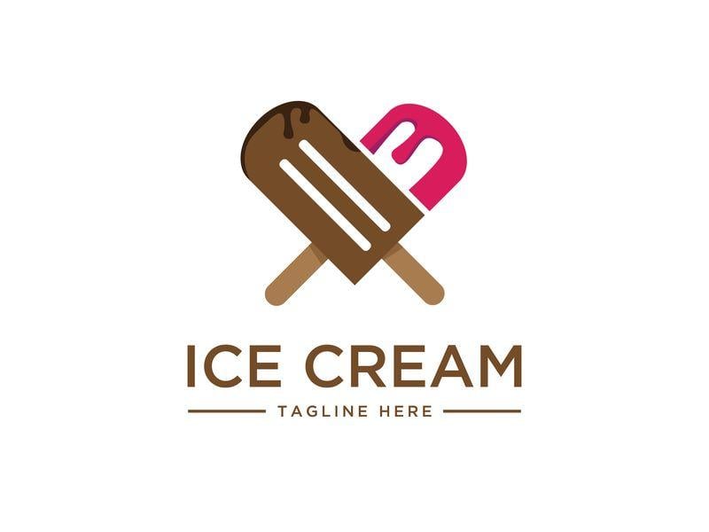 Food Shaped Logo - ice cream stick with love shaped logo design by Two Better Studio ...