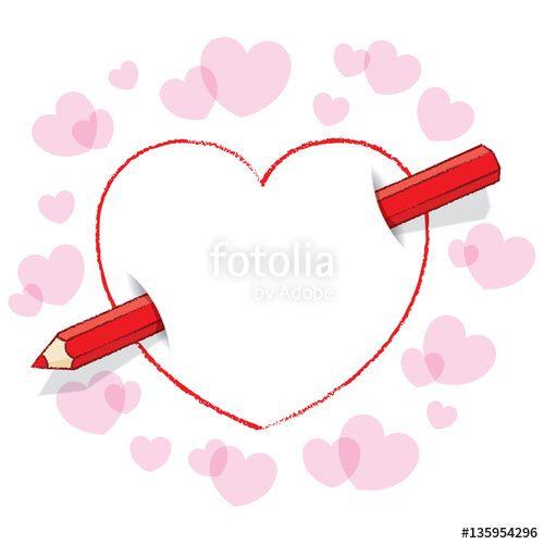 Diagonal Red Arrow Logo - Diagonal Red Pencil Through Heart like an Arrow with Pink Border