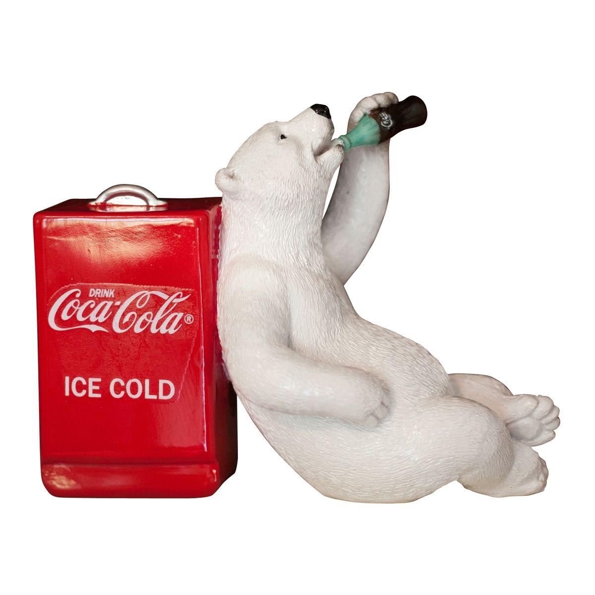 Coca-Cola Polar Bear Logo - Coca Cola Polar Bear Figurine (Leaning On Cooler). Sunbelt Gifts