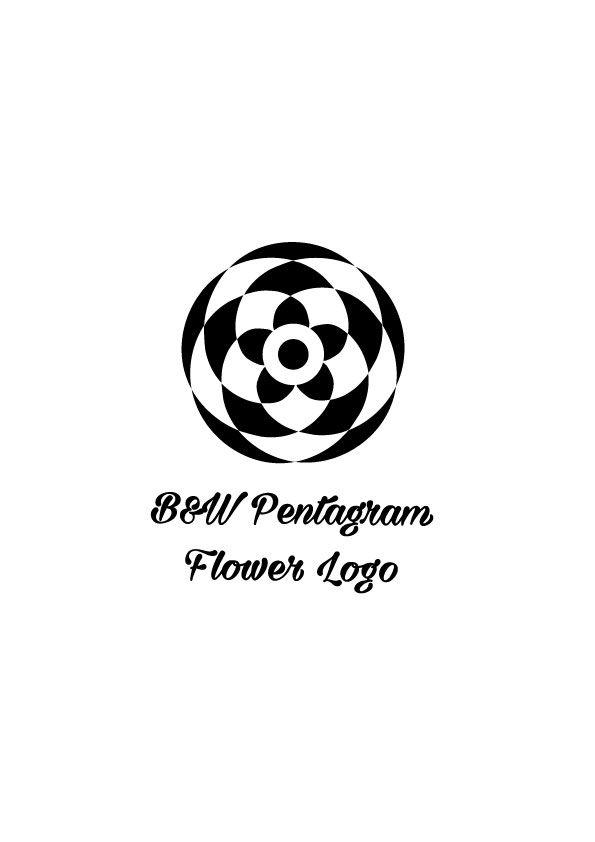 Ball Flower Logo - Black & White Pentagram Flower Logo – AYA Templates