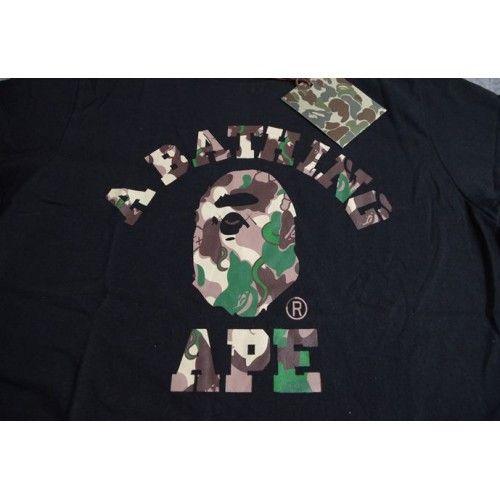 Green and Black BAPE Logo - Bape Green Camo Ape Head T-Shirt (Black)