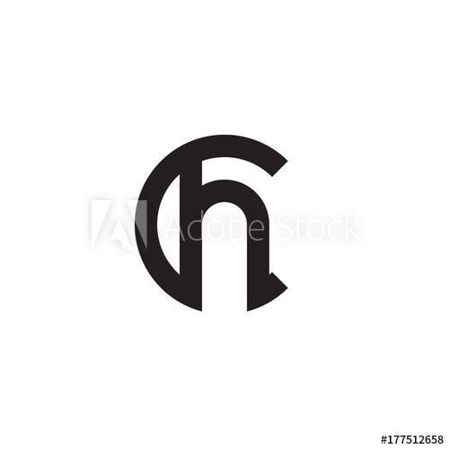 Black C in Circle Logo - Initial letter ch, hc, h inside c, linked line circle shape logo
