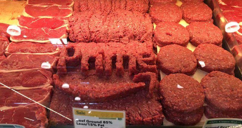Food Shaped Logo - Whole Foods now has raw meat shaped to look like Amazon's logo