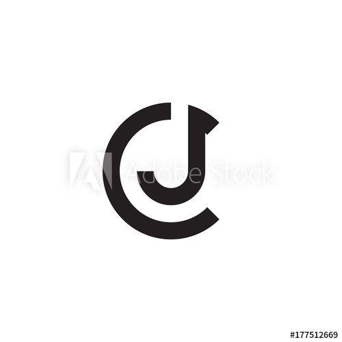Black C in Circle Logo - Initial letter cj, jc, j inside c, linked line circle shape logo