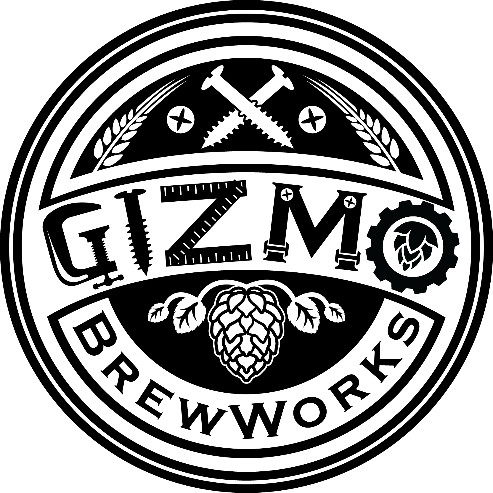 Black C in Circle Logo - Gizmo circle text inside, black – Gizmo Brew Works