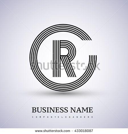 Black C in Circle Logo - Letter CR or RC linked logo design circle C shape. Elegant black