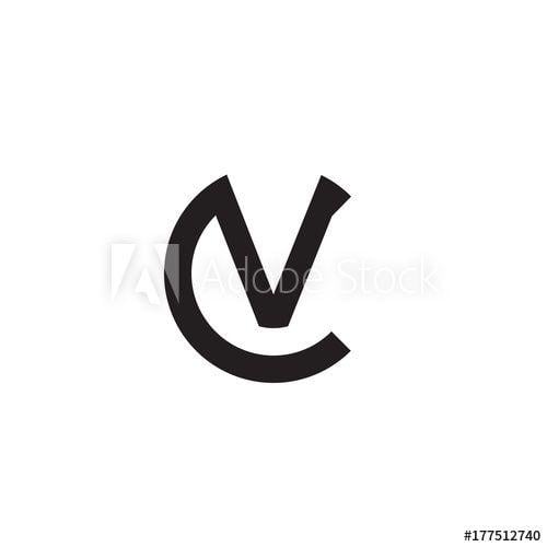 Black C in Circle Logo - Initial letter cv, vc, v inside c, linked line circle shape logo