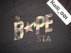 Green and Black BAPE Logo - A Bathing Ape Bape 1st Camo BAPESTA Green T Shirt Size XL tee Black