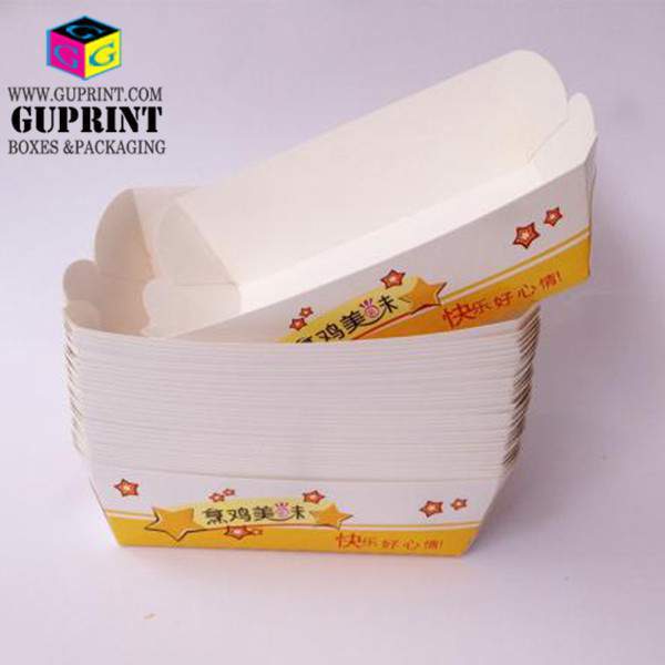 Food Shaped Logo - Custom LOGO Guprint White Paper Boat Shaped Food Box. Disposable