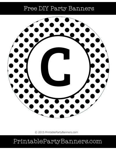 DIY Black and White Circle Logo - Black and White Circle Polka Dot Capital Letter C