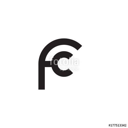 Black C in Circle Logo - Initial letter fc, cf, c inside f, linked line circle shape logo ...