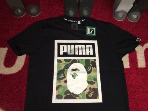 Green and Black BAPE Logo - Puma x bape a bathing ape logo tee shirt s-xl black green shark camo ...