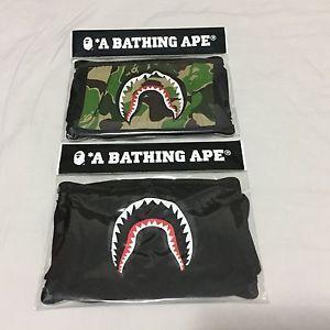 Green and Black BAPE Logo - A Bathing Ape Bape Shark LOGO Green BLACK Face Mask 2pcs set Free