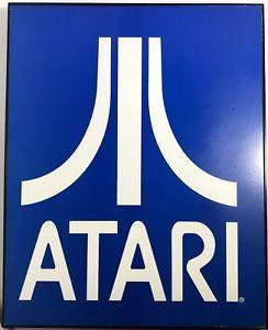 Blue with White Letters Logo - ATARI LOGO 2600 VIDEO GAME HANGING SIGN WHITE LETTERS ON BLUE BG 16