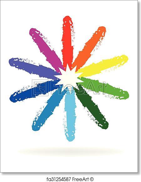 Rainbow Flower Logo - Free art print of Rainbow flower paint logo. Abstract spiral waves
