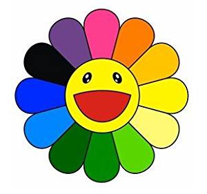 Rainbow Flower Logo - TY0055 Rainbow Daisy Flower Sticker, Happy Face Bumper