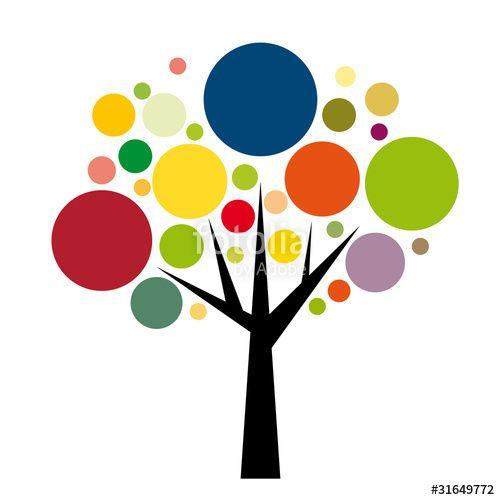 Round Orange Tree Logo - Logo round colorful tree # Vector