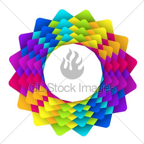 Rainbow Flower Logo - Geometric Rainbow Flower Logo · GL Stock Images